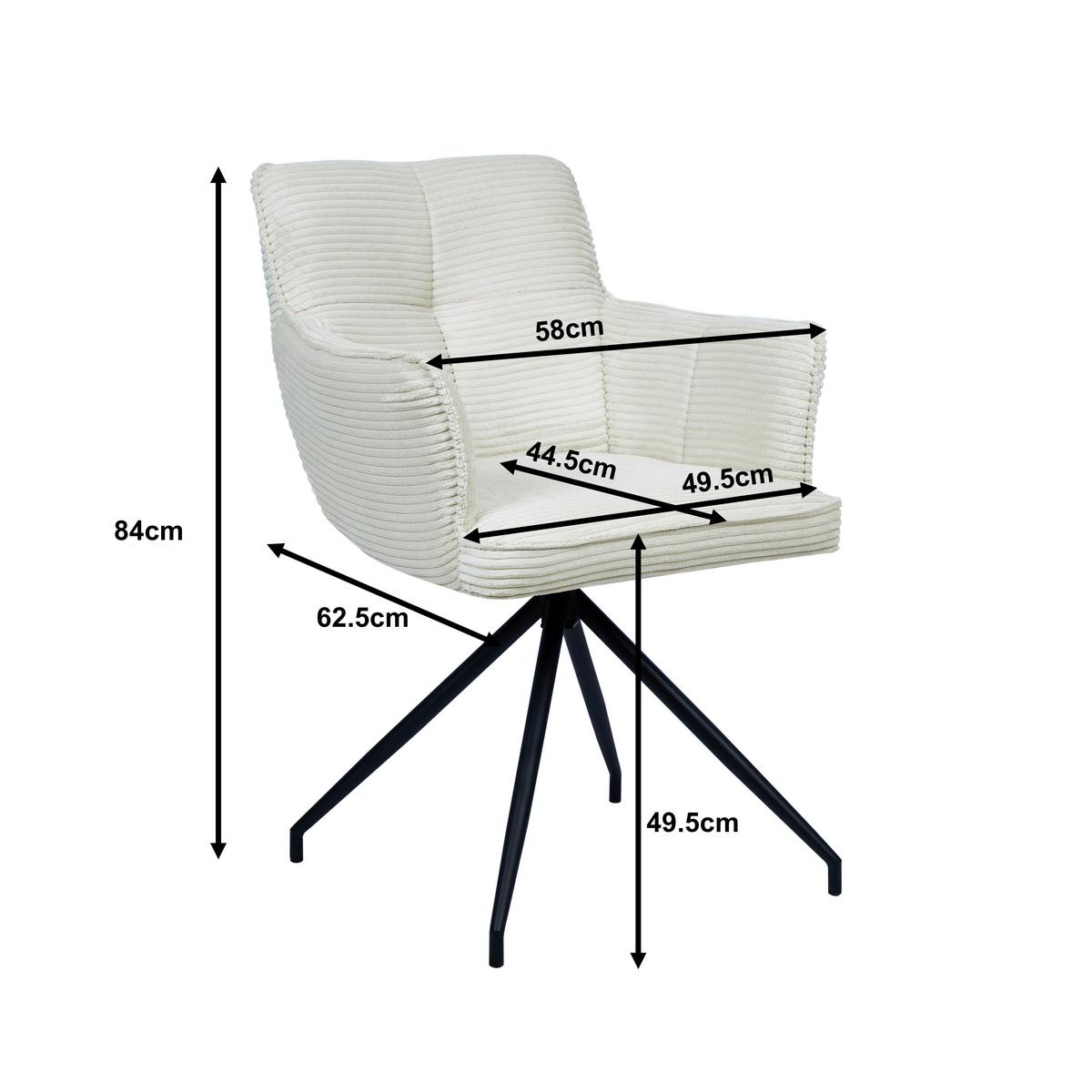 KRZESŁO Z PODŁOKIETNIKAMI BILL -EXKLUSIV- - kremowy/czarny, Design, metal/tkanina (58/84/62,5cm) - Novel