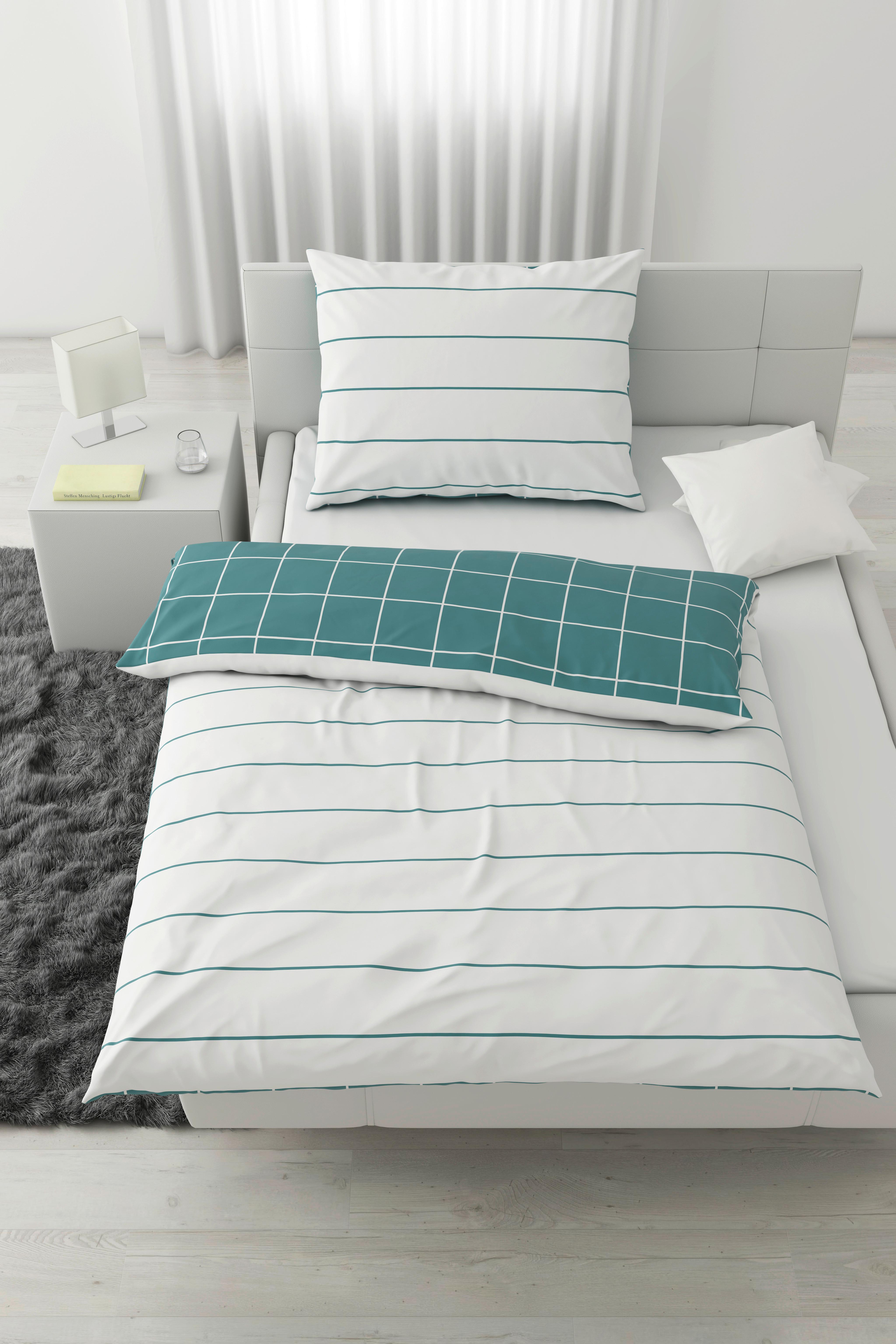 Ágyneműhuzat-garnitúra Kira - kék/fehér, Modern, textil (140/200cm) - Modern Living