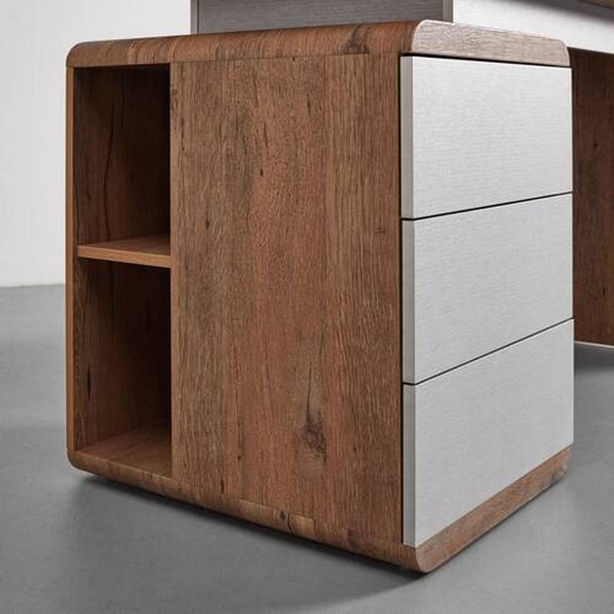 Schreibtisch Holz "lovino", Ca. 135x59 Cm, Eiche - Eichefarben/Silberfarben, Modern (135/59/75cm) - Bessagi Home