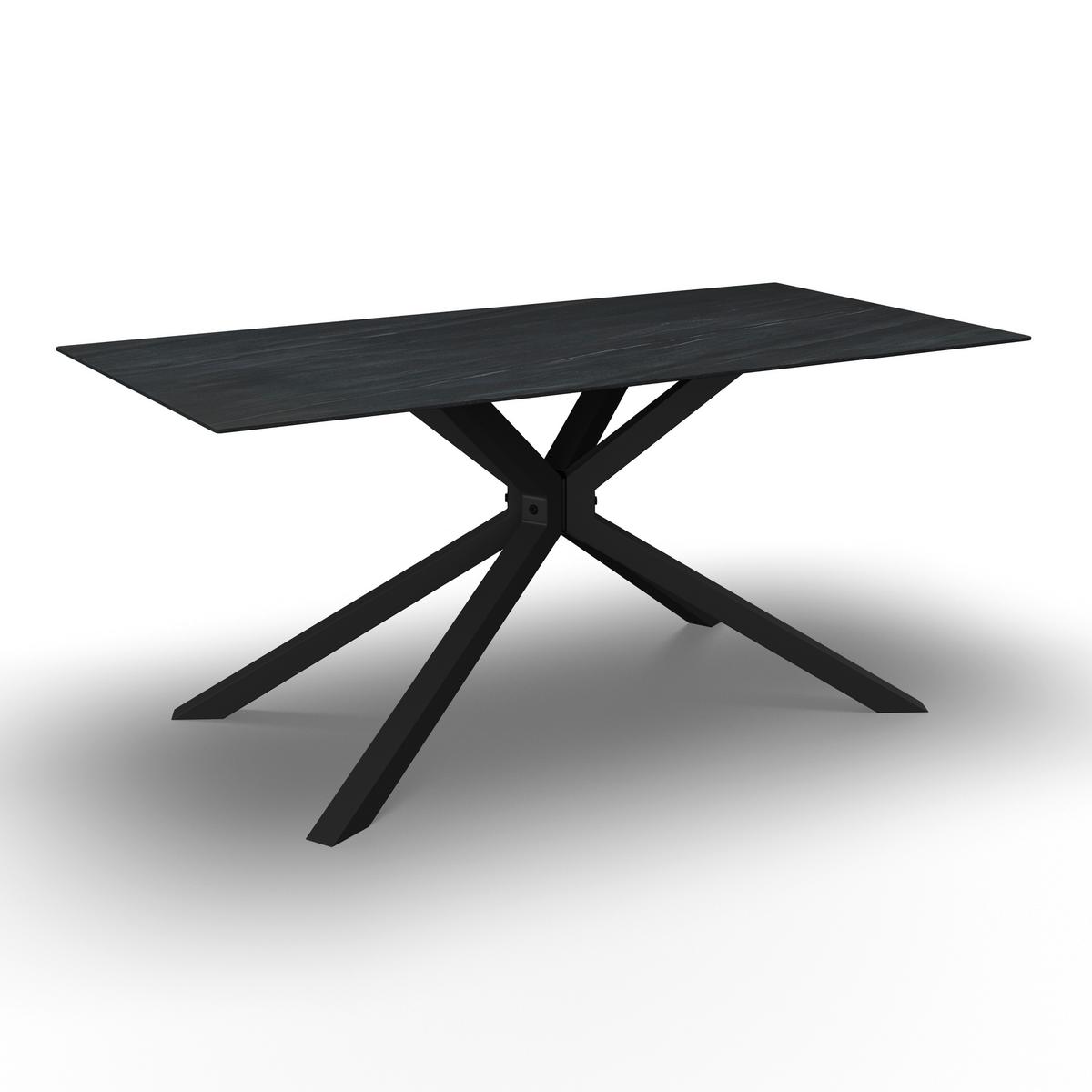 Esstisch Livan Dunkelgrau Keramik ca. 180x90x76 cm - Dunkelgrau/Schwarz, MODERN, Stein/Metall (180/76/90cm) - Bessagi Home