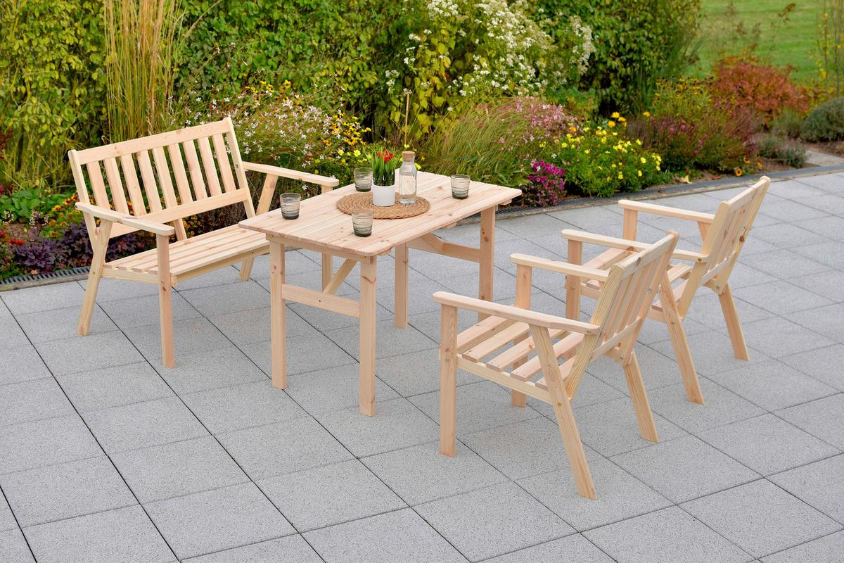 Vrtni Set Sylt, 4-Delno, Masivno - naravne barve, Moderno, les - Gardenson