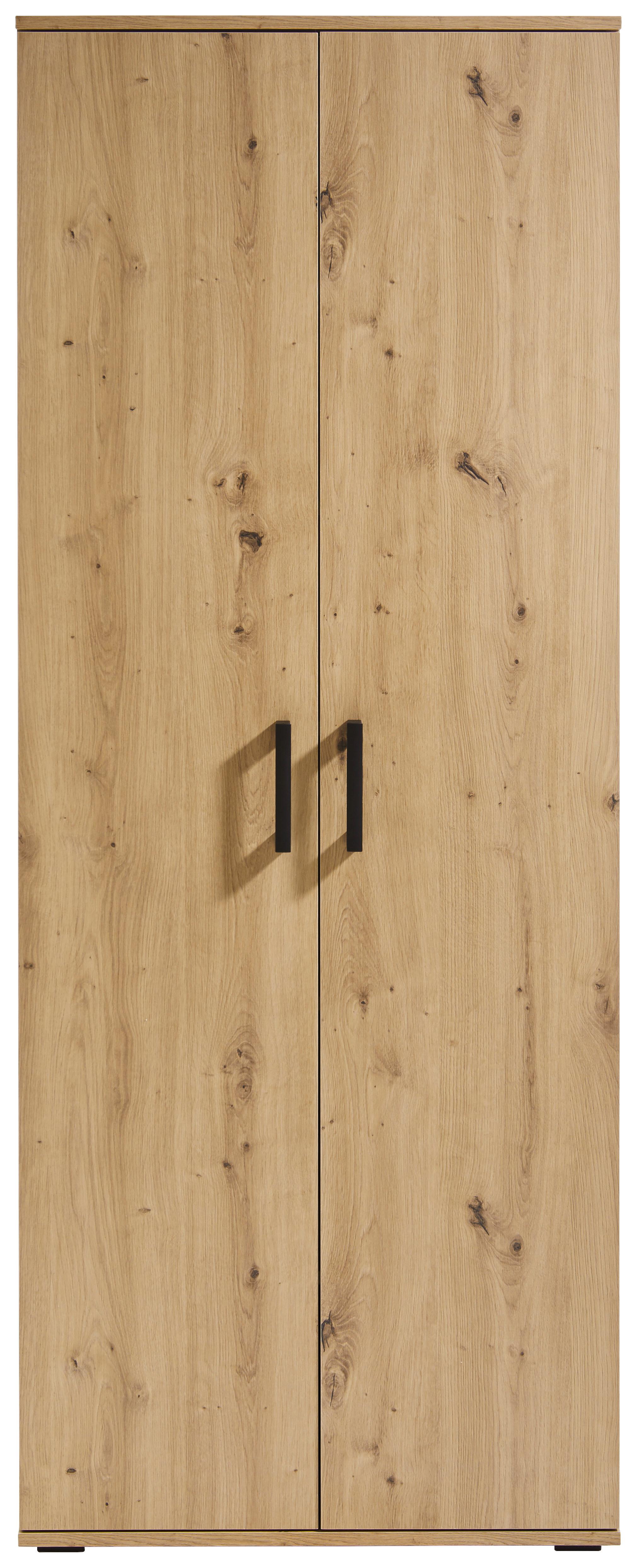 Mehrzweckschrank in Eichefarben - Eichefarben/Schwarz, MODERN, Holzwerkstoff/Kunststoff (70/179/34cm) - Mömax