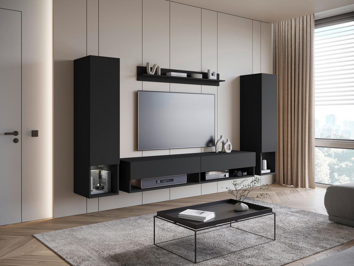 Dnevni Regal Amadeo 2, Črna, 4-Delno - črna, Basics, leseni material (245/130/32cm) - P & B