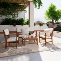 Lounge Garnitura Zypern, Naravna, Bež, 4-Delno - krem barve/barve akacije, Natur, les (120/80/60cm) - Mömax