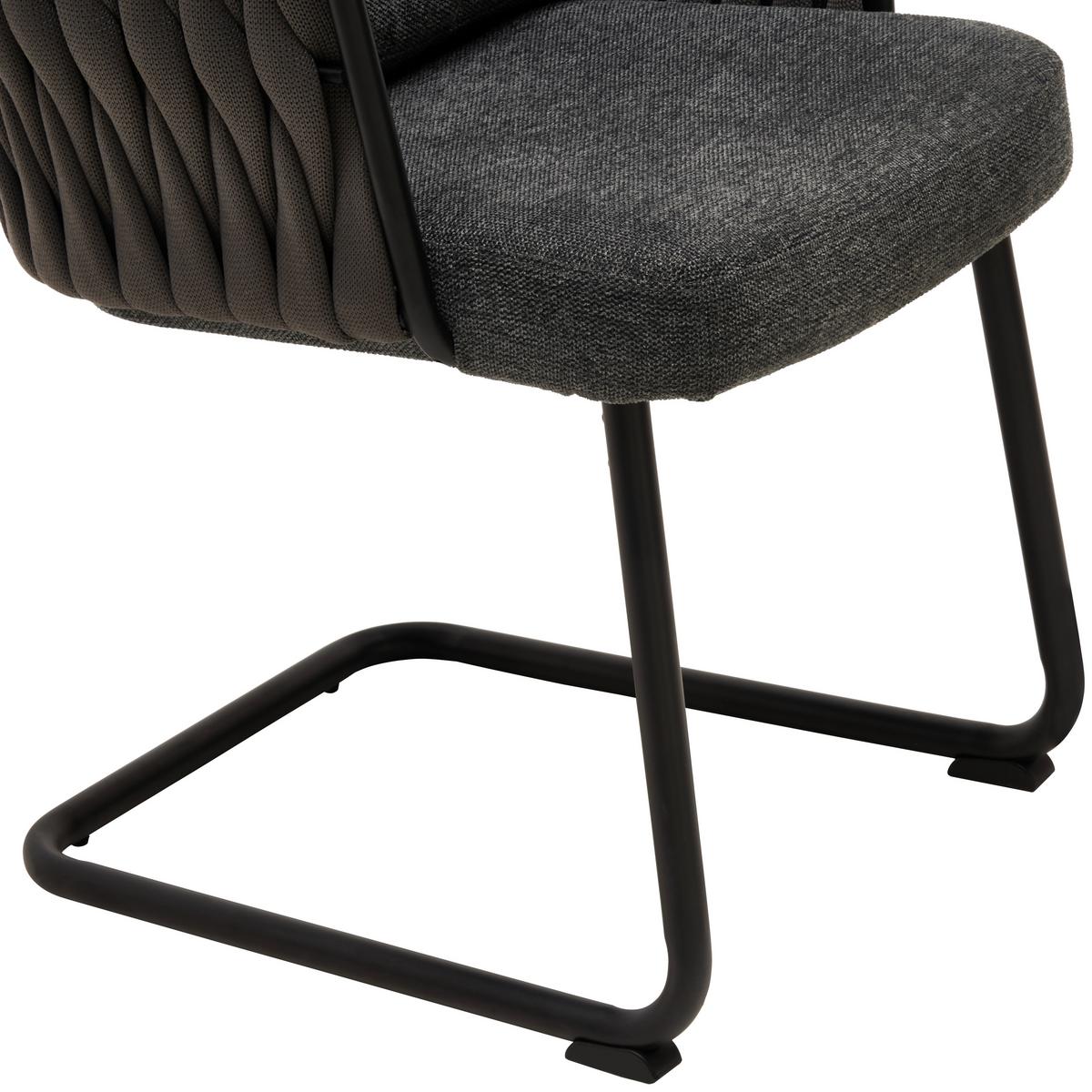 KRZESŁO NA PŁOZIE HAMBURG - czarny/szary, Modern, metal/tkanina (56/77-83/61cm) - Livetastic