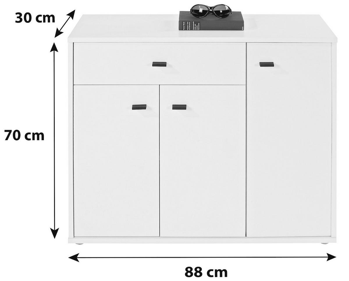 Comodă Boni - alb, Modern, material pe bază de lemn (88/70/30cm) - Based