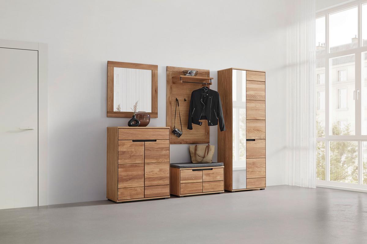 Garderobenschrank Lola in Wildeiche - Wildeiche/Schwarz, Lifestyle, Glas/Naturmaterialien (70/196/40cm) - ecoTree