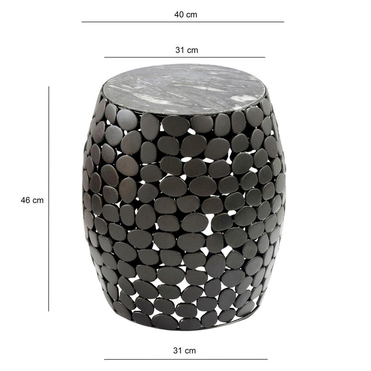 BEISTELLTISCH WL7.361 - Schwarz, Design, Stein/Metall (40/46/40cm) - Livetastic