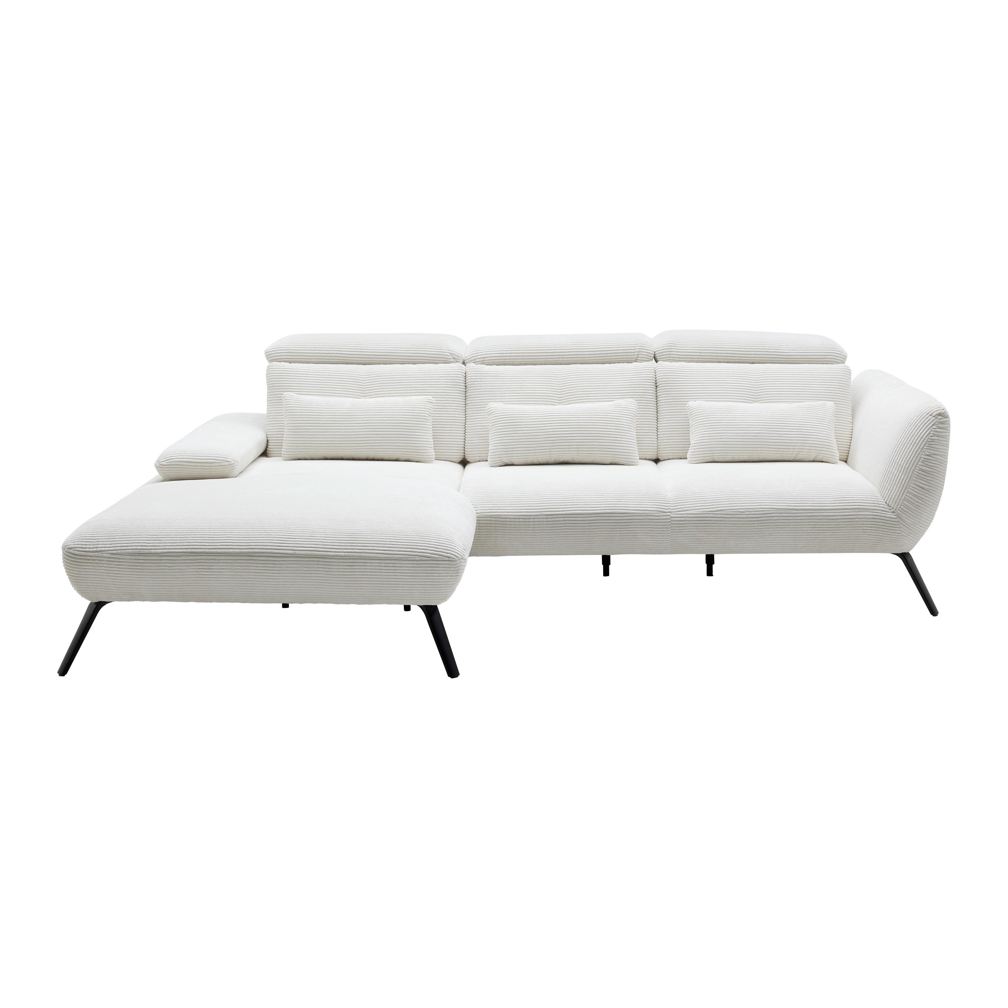 Wohnlandschaft Seattle Weiß - Schwarz/Weiß, MODERN, Holzwerkstoff/Textil (196/301cm) - Premium Living