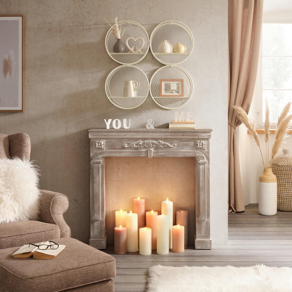 Falipolc, Fheér, Tükrös Allegra - fehér, Romantik / Landhaus, faalapú anyag/Üveg (74/74/15cm) - Mömax