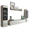 Wohnwand Vera 4-tlg. ca. 240x130 cm  Grau/Weiß - Weiß Hochglanz/Grau, LIFESTYLE, Glas/Holzwerkstoff (240/130/33cm) - P & B