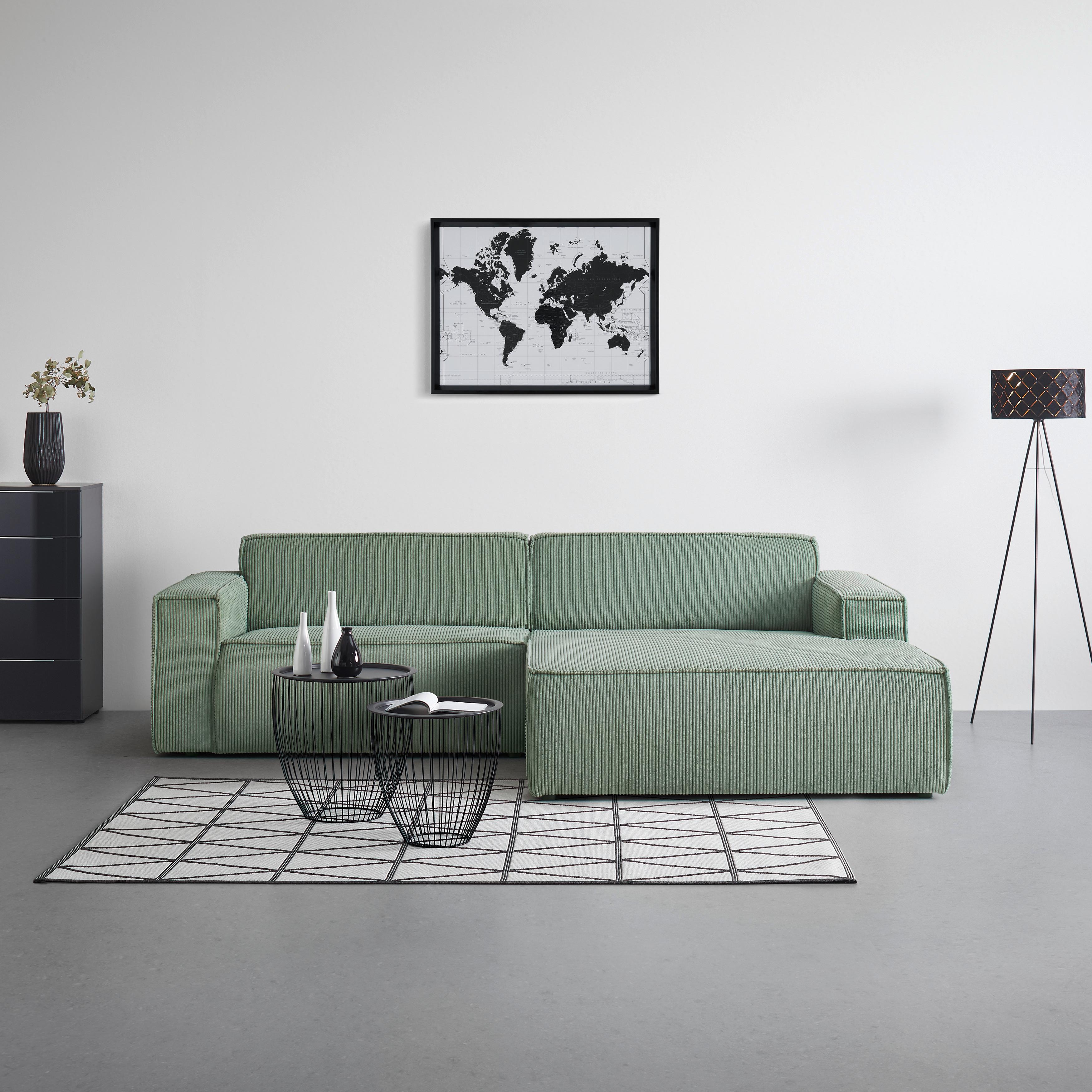 DUŻY NAROŻNIK LOFT -TOP- - jasnozielony/czarny, Modern, tworzywo sztuczne/tkanina (265/75/172cm) - Mömax