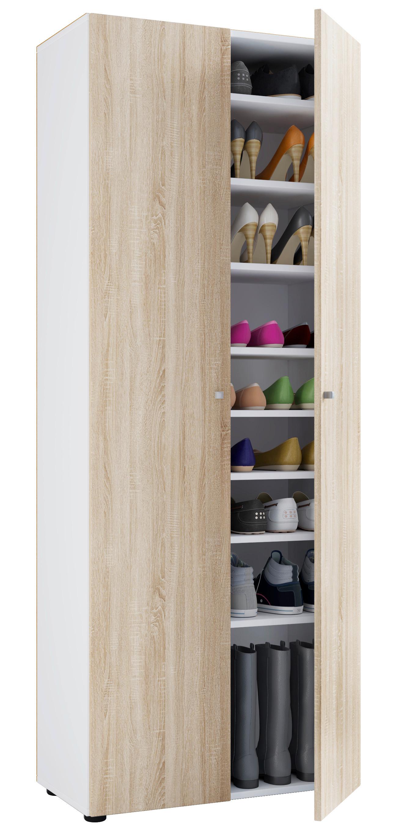 SCHUHSCHRANK VANDOL I 9 DT - Weiss/Schwarz, Design, Holzwerkstoff/Kunststoff (71/180/39cm) - MID.YOU