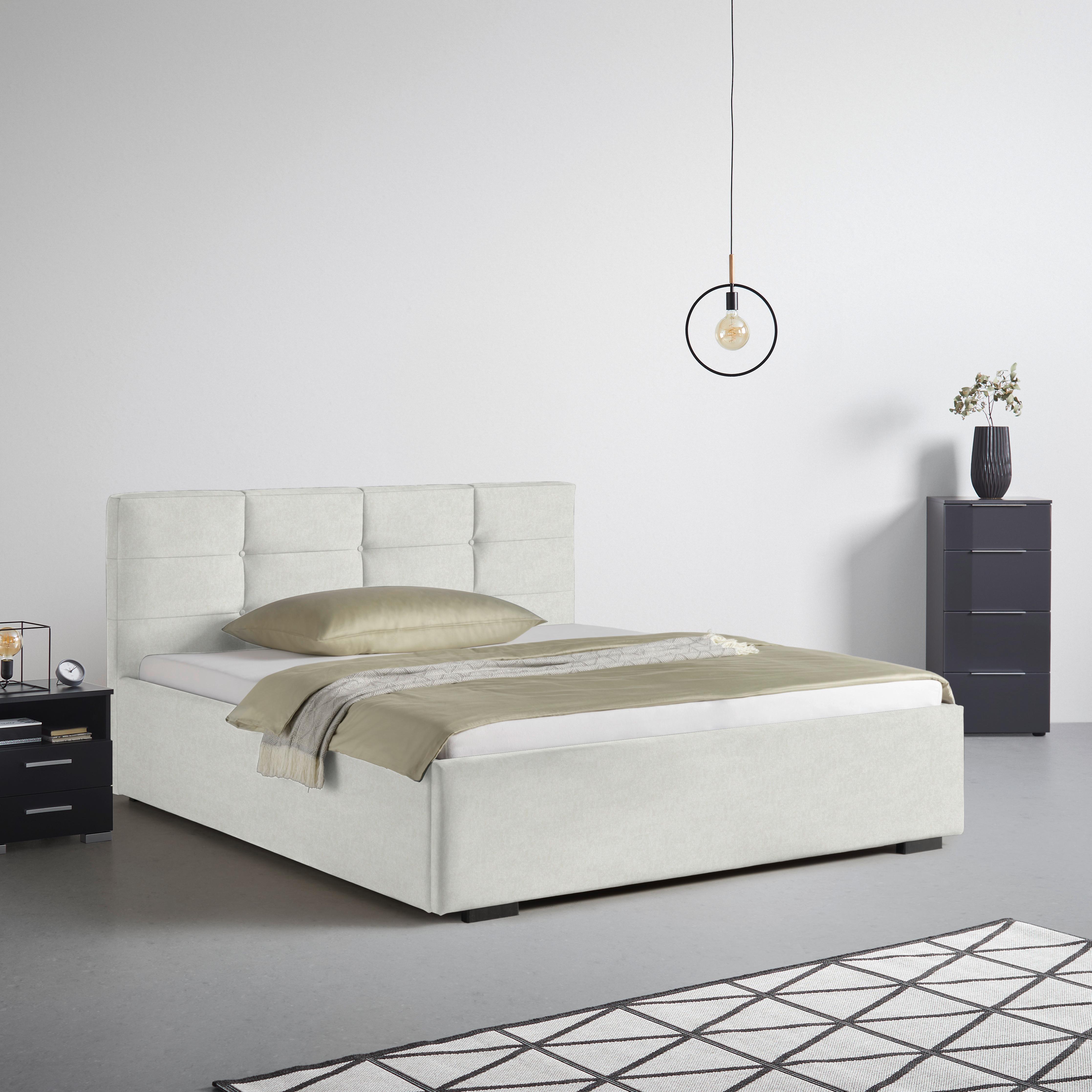 Polsterbett Nelo Beige ca. 180x200cm - Beige/Schwarz, KONVENTIONELL, Kunststoff/Textil (180/200cm) - Mömax