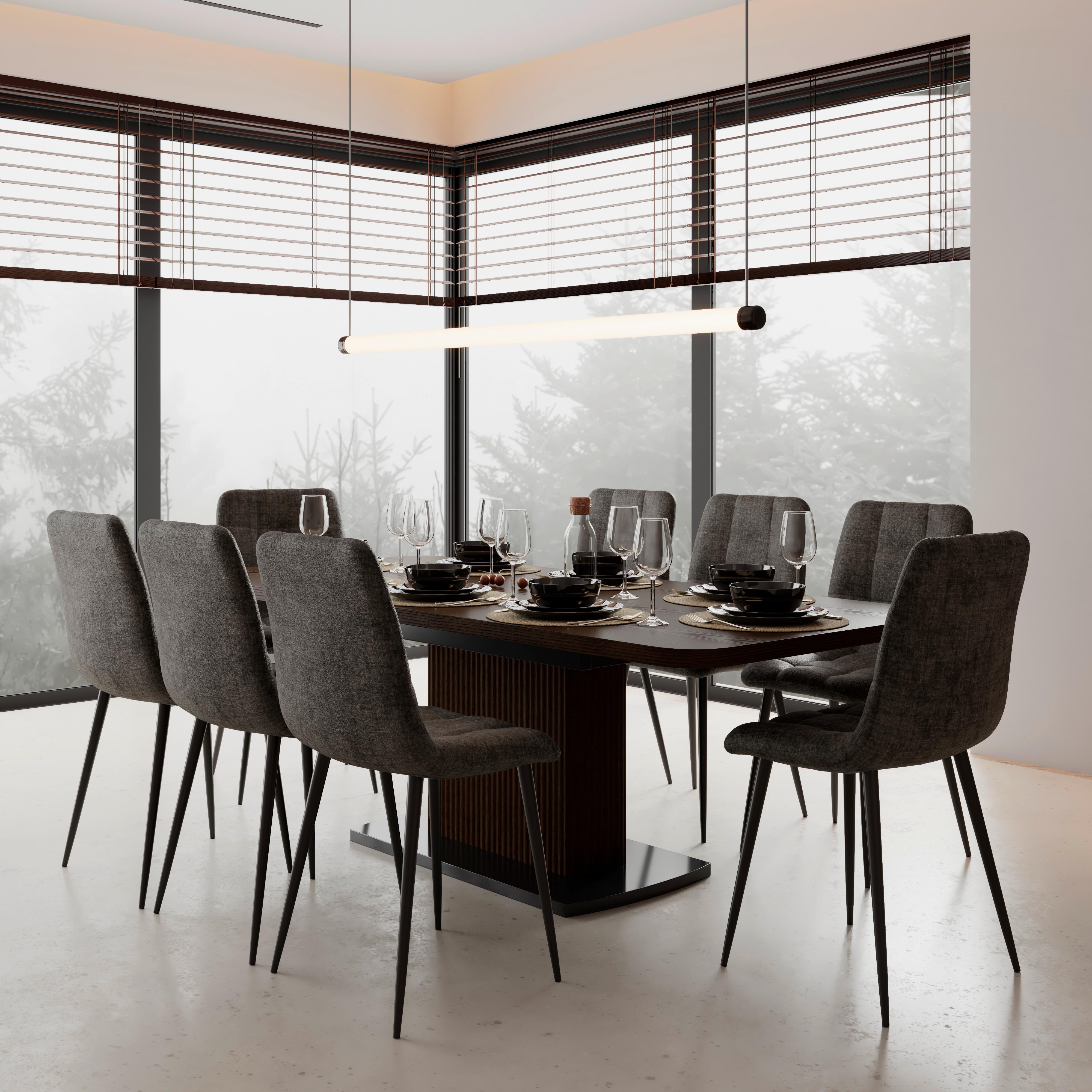 AUSZIEHTISCH AMADO - Walnussfarben/Schwarz, MODERN, Holz/Holzwerkstoff (160-200/90/76cm) - Bessagi Home