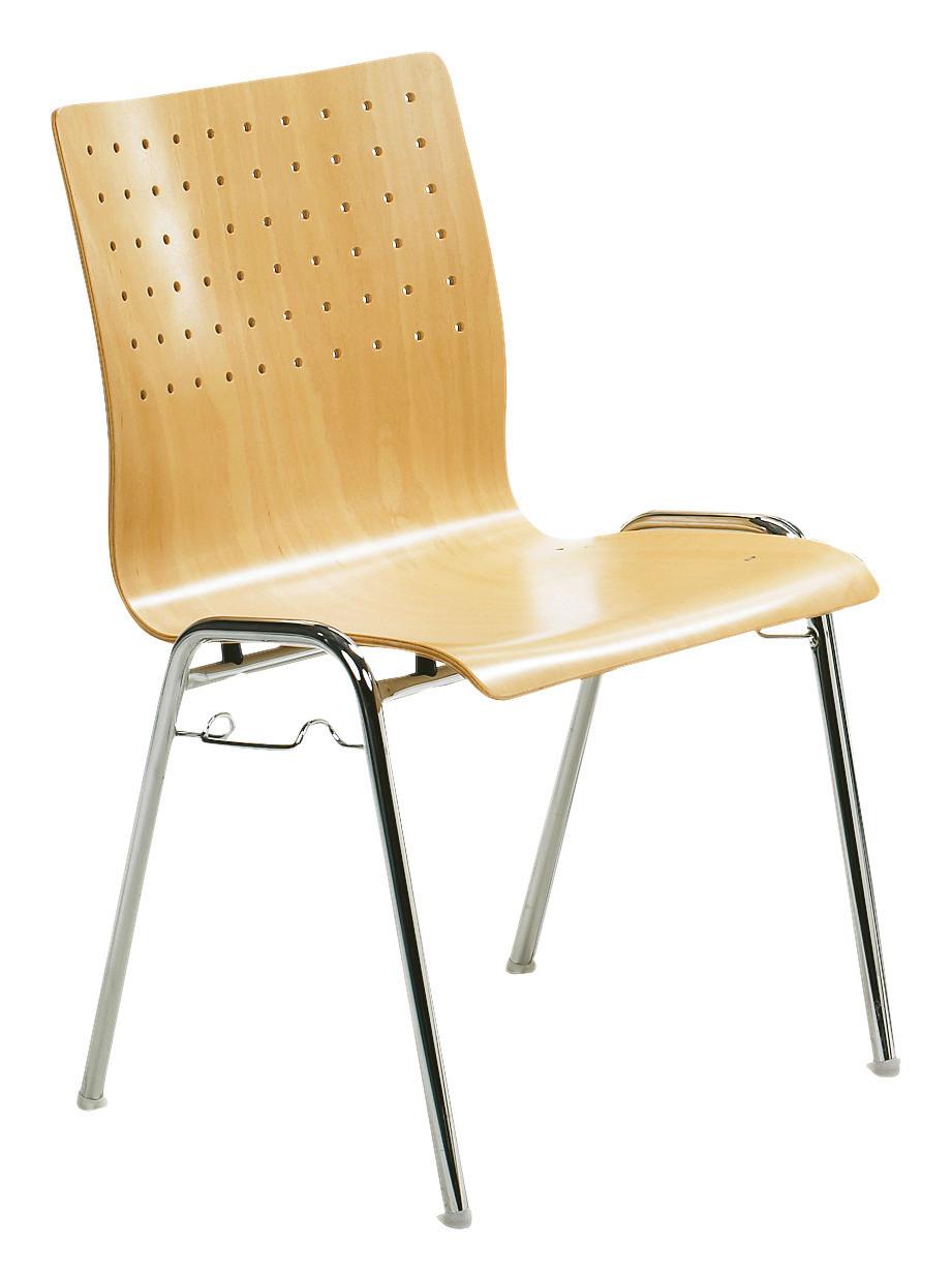 Besucherstuhl "My Arcado", buchefarbe - Chromfarben/Buchefarben, Basics, Holz/Metall (53/83/54cm) - MID.YOU