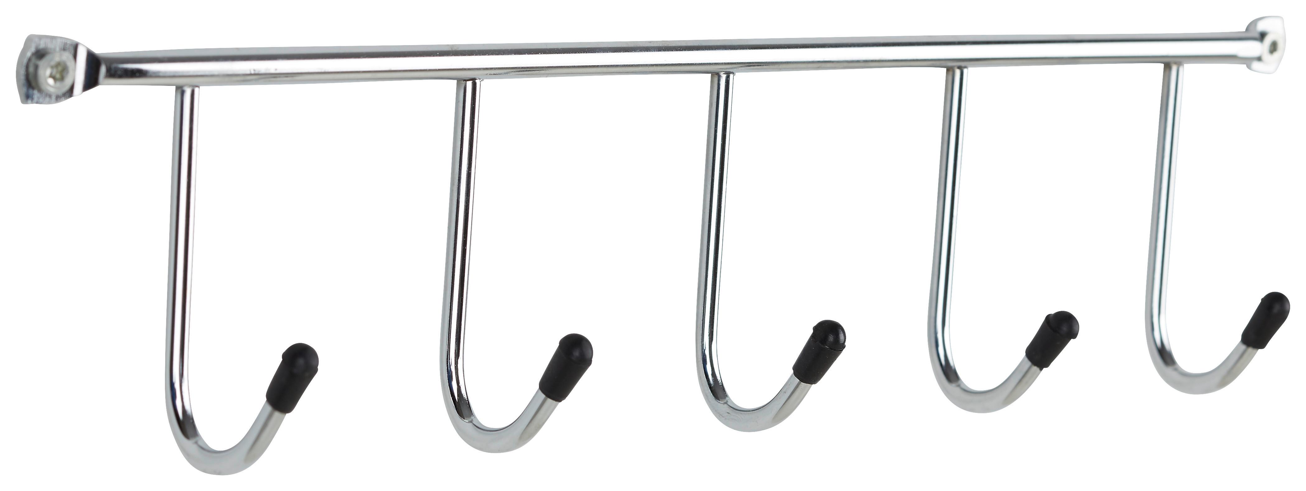 Cuier perete cu cârlige Organis - culoare crom, metal (34/6/3cm) - Modern Living
