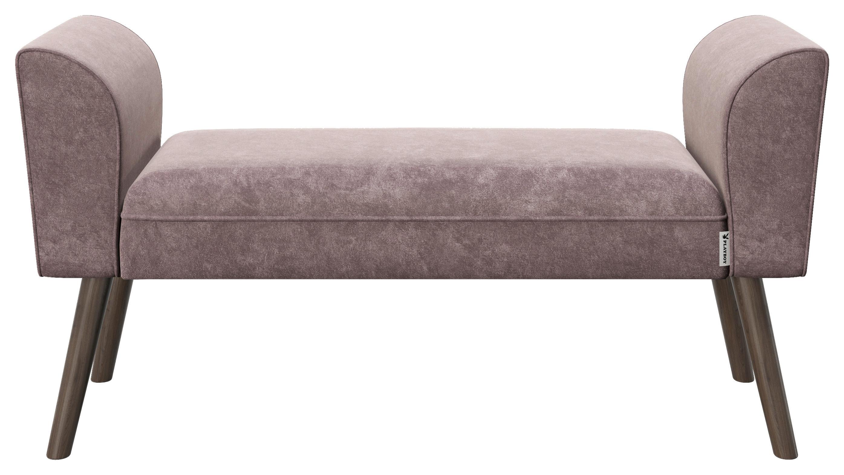 PLAYBOY Hockerbank Tiffany Samt Rosa H: 54,5 cm Füße Holz - Walnussfarben/Rosa, MODERN, Holz/Textil (92,7/54,5/30cm) - Playboy