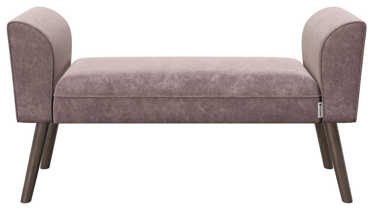 PLAYBOY Hockerbank Tiffany Samt Rosa H: 54,5 cm Füße Holz - Walnussfarben/Rosa, MODERN, Holz/Textil (92,7/54,5/30cm) - Playboy