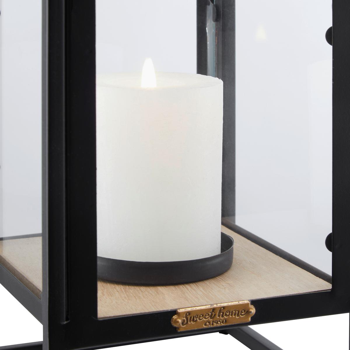 LATARNIA TARA - kolor naturalny/czarny, Modern, materiał drewnopochodny/metal (15/30/15cm) - Bessagi Home