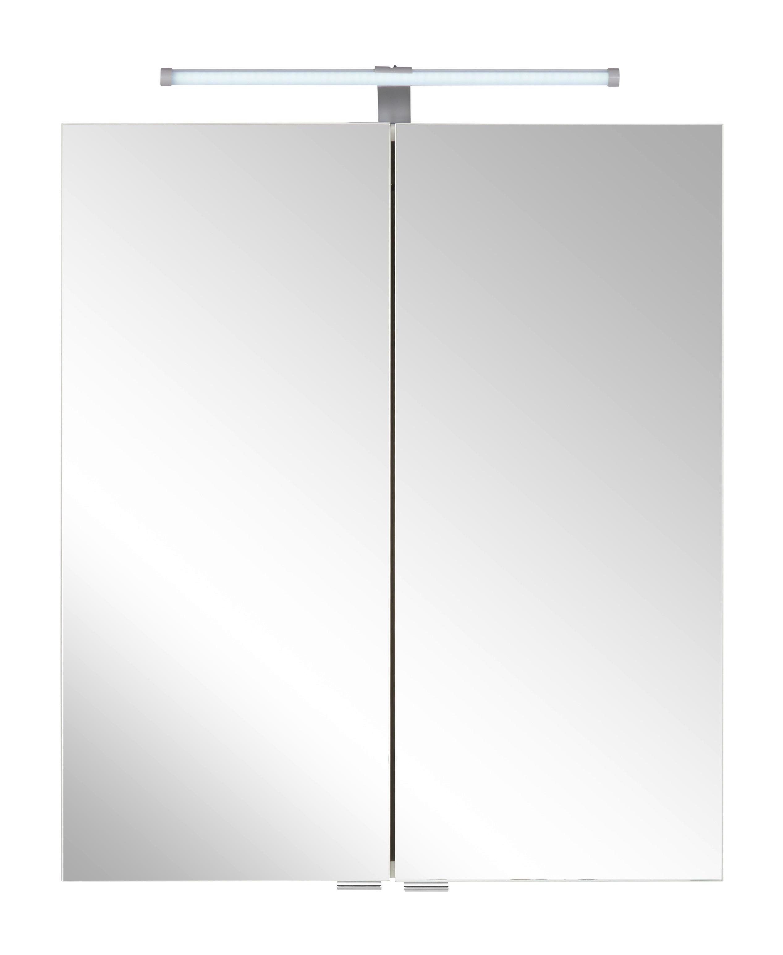 Spiegelschrank in Weiss - Weiss/Silberfarben, Konventionell, Holzwerkstoff/Metall (60/71/20cm) - Mömax