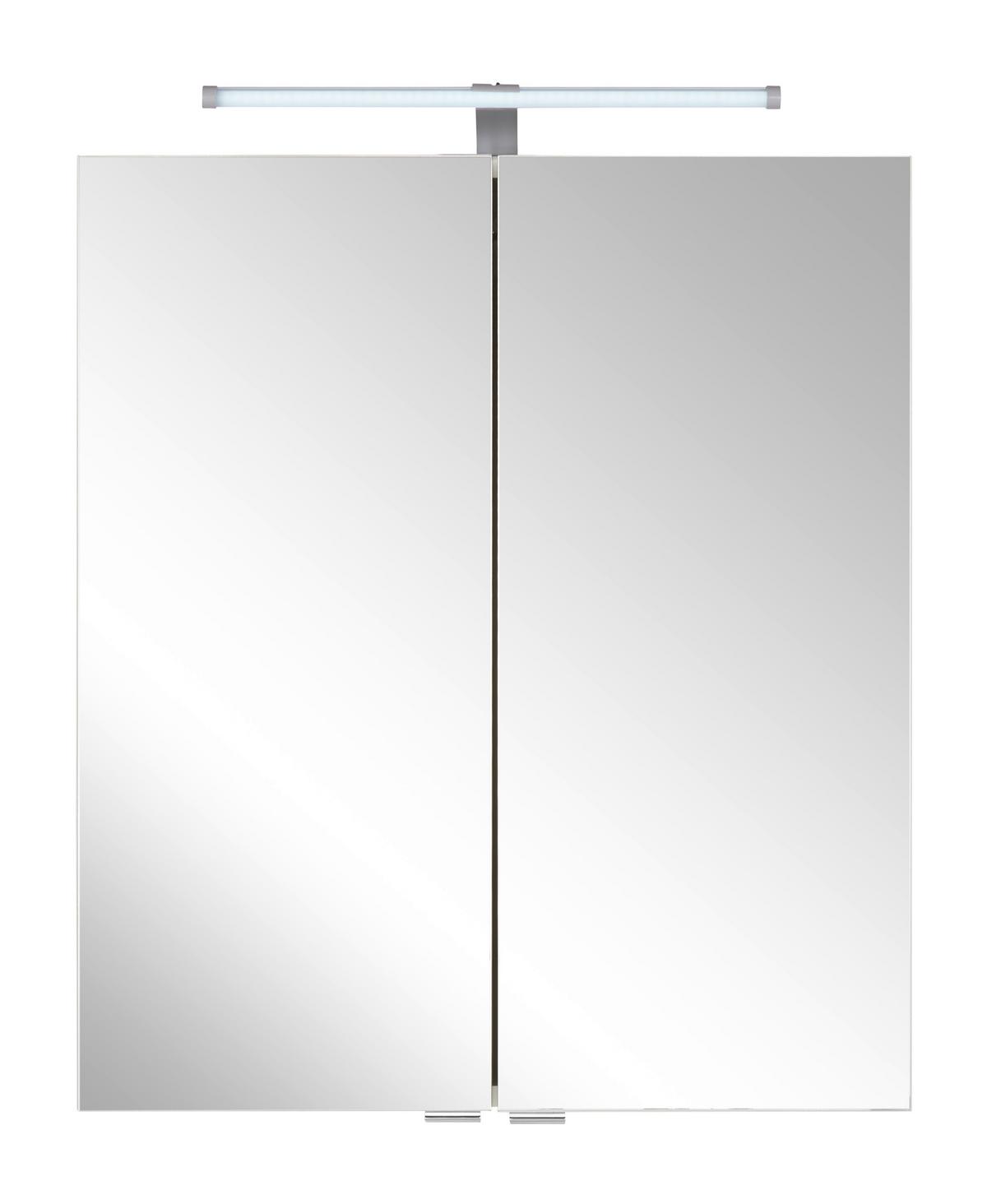 Spiegelschrank in Weiss - Weiss/Silberfarben, Konventionell, Holzwerkstoff/Metall (60/71/20cm) - Mömax