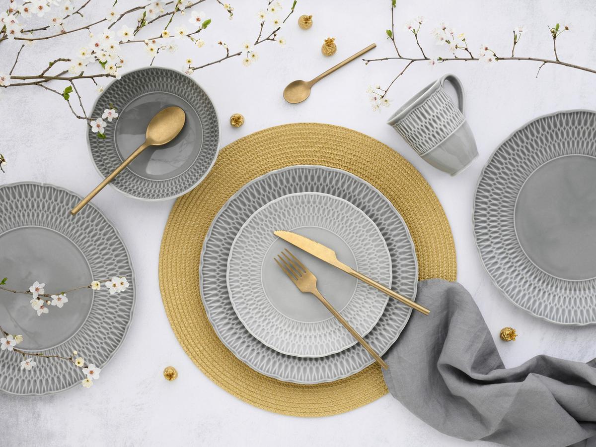 Kombinirani Servis Sofia, 16-Delni Set - svetlo siva, Design, keramika - Creatable