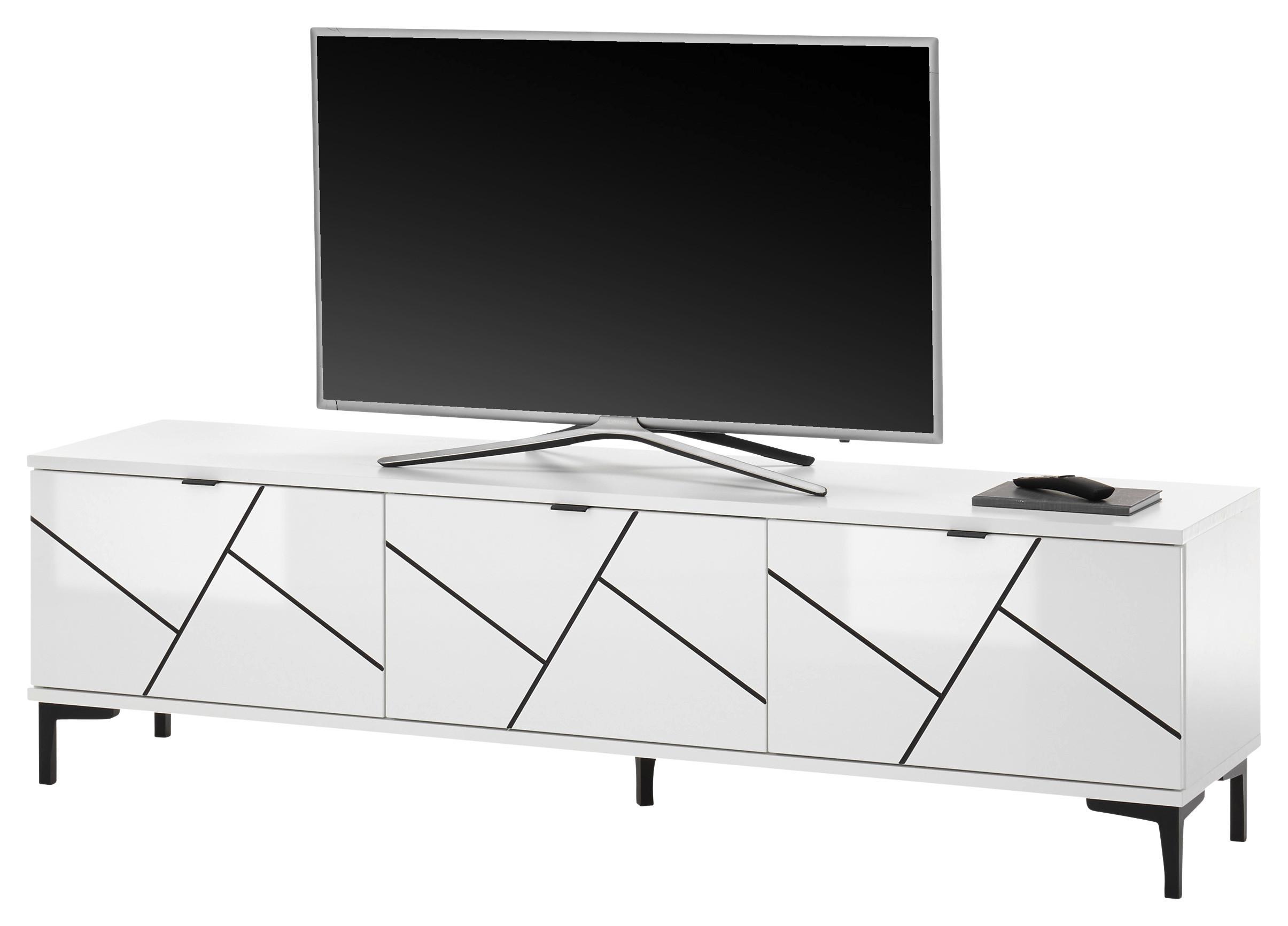 Lowboard in Weiß - Weiß hochglanz/Schwarz, MODERN, Holzwerkstoff/Kunststoff (165/46/38cm) - Modern Living