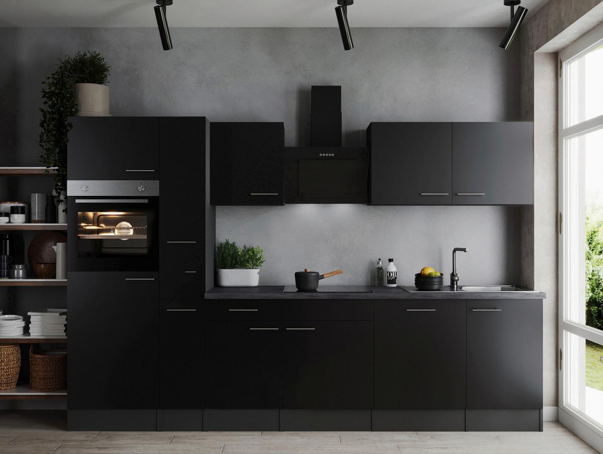 Kuhinjski Blok Z Aparati Oliver, 310cm - srebrne barve/črna, Design, kovina/leseni material (310cm) - Respekta