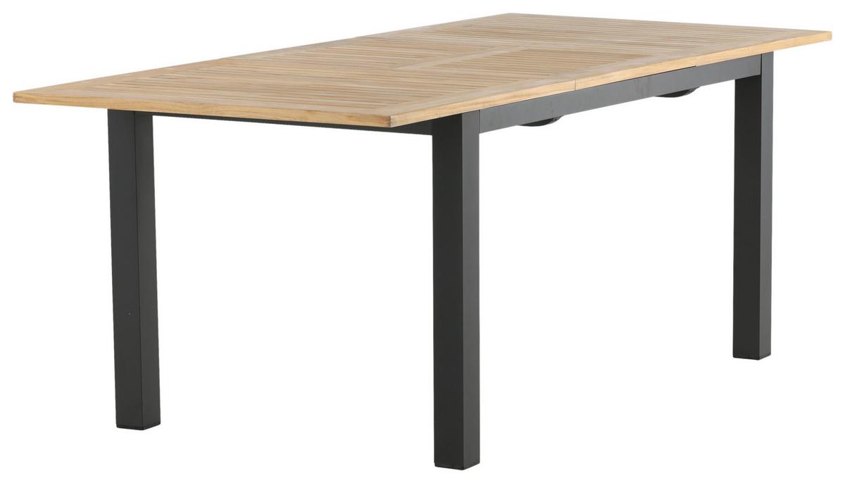 Gartentisch Panama ca. 210x90 cm Schwarz/Teakholz - Schwarz/Teakfarben, KONVENTIONELL, Holz/Metall (210/90/75cm) - Gardenson