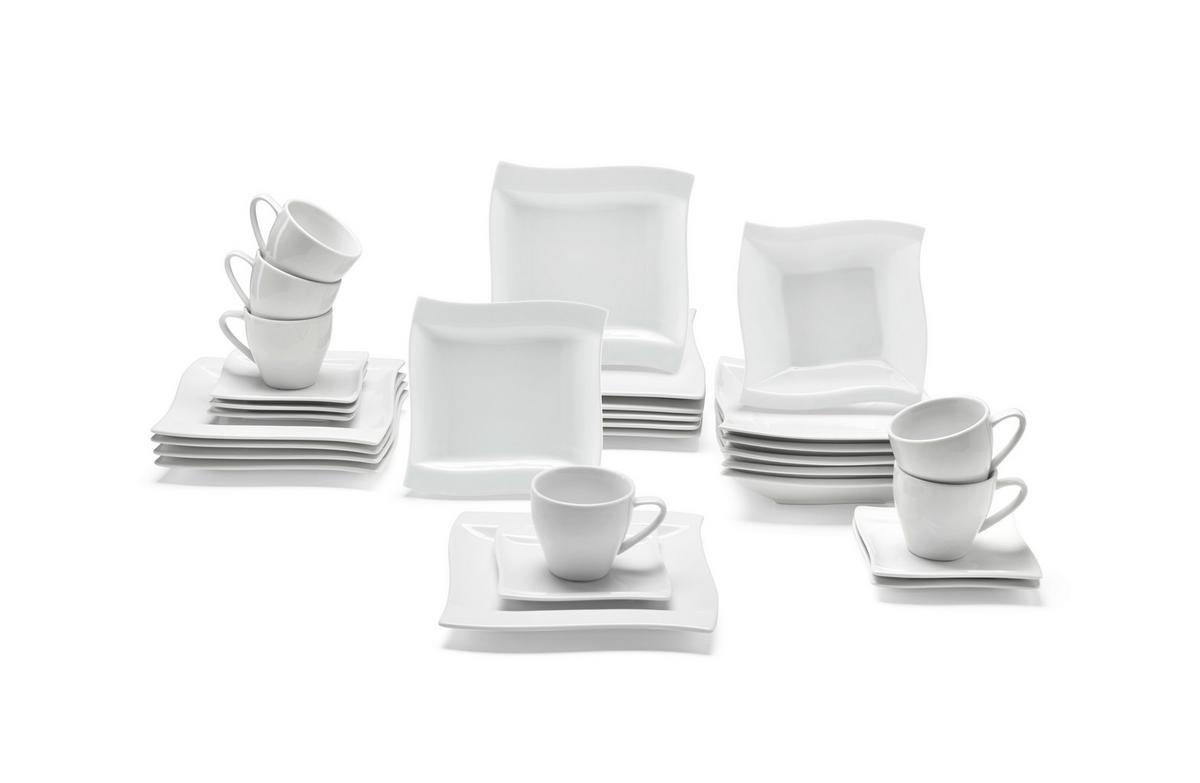 Kombiservice Katja aus Porzellan, 30-teilig - Weiss, Keramik - Mömax