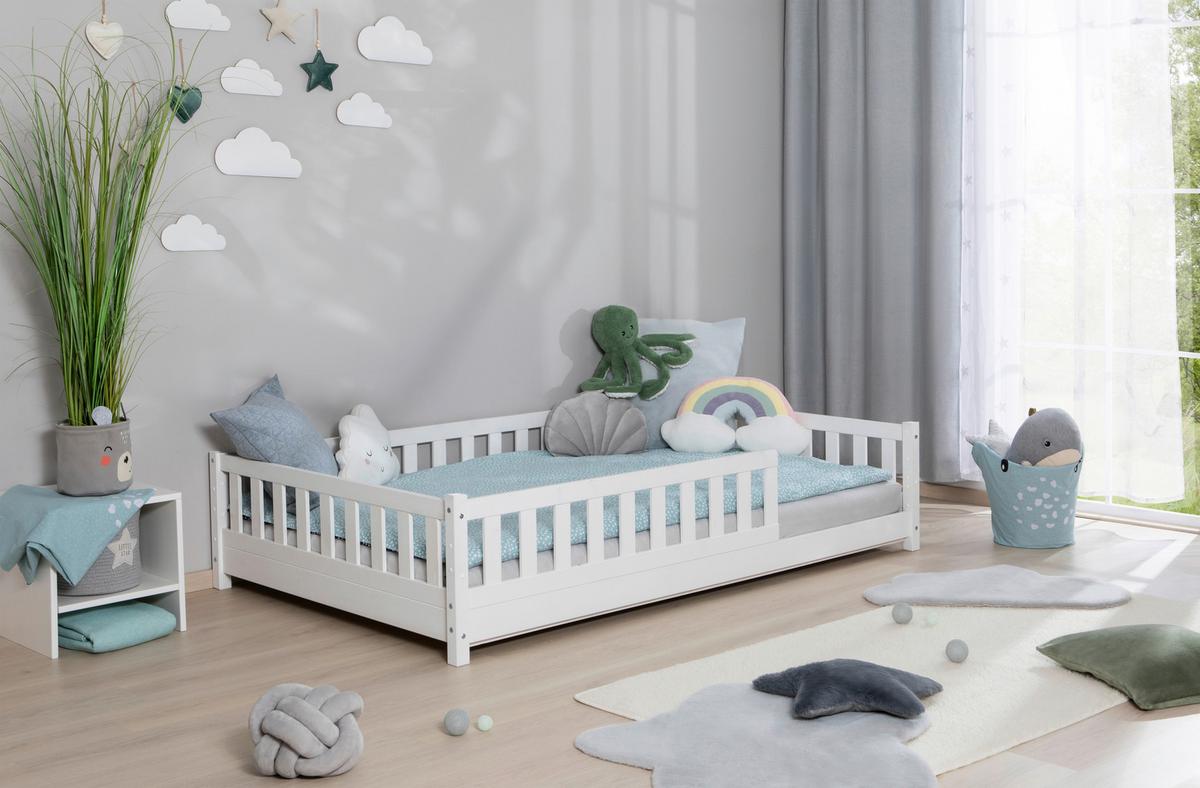 Hausbett Lou ca. 140x200 cm Holz Weiß - Naturfarben/Weiß, MODERN, Holz/Textil (140/200cm) - MID.YOU