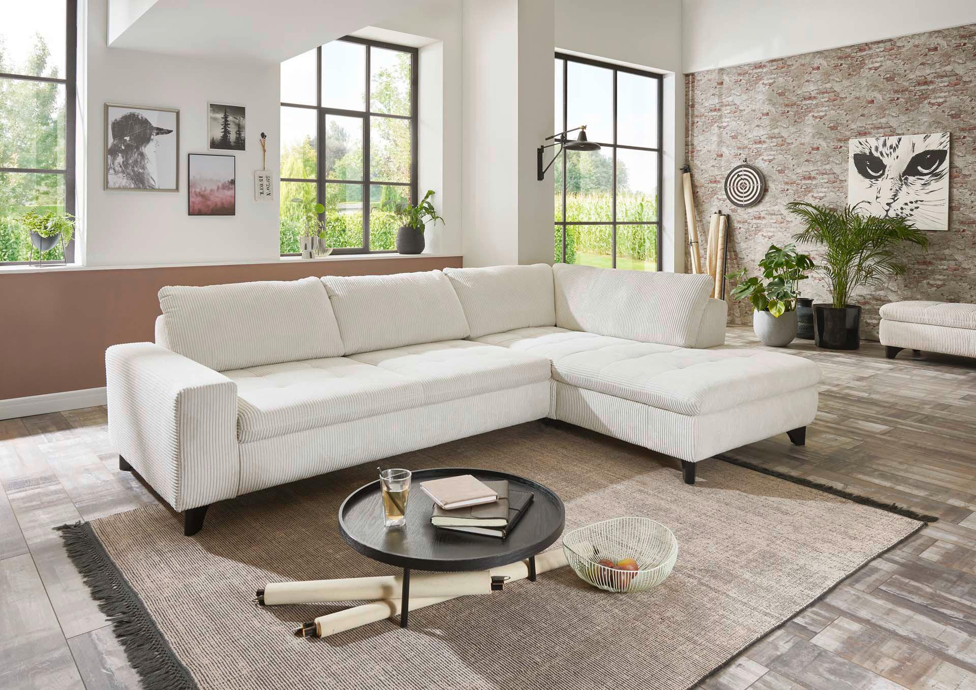 ECKSOFA LANDO - Schwarz/Grau, Modern, Textil/Metall (289/197cm) - Premium Living