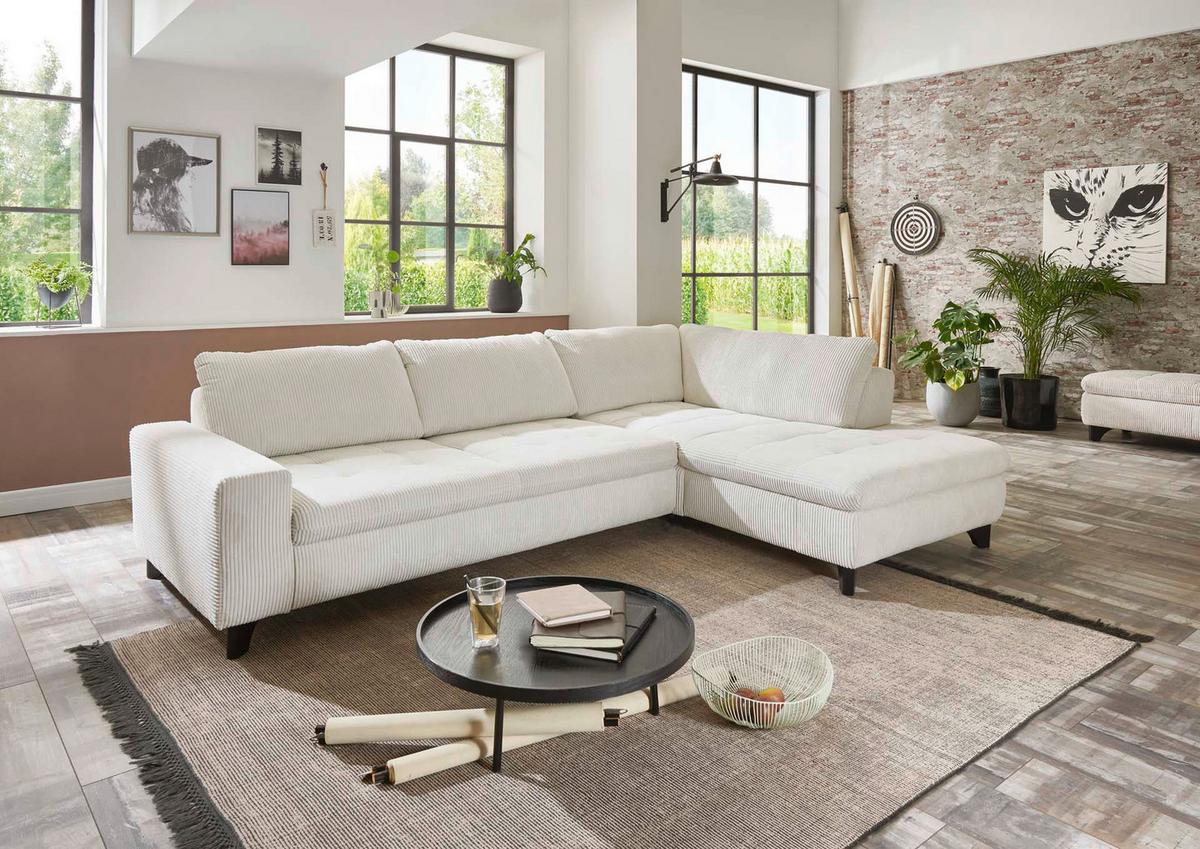 ECKSOFA LANDO - Schwarz/Grau, Modern, Textil/Metall (289/197cm) - Premium Living