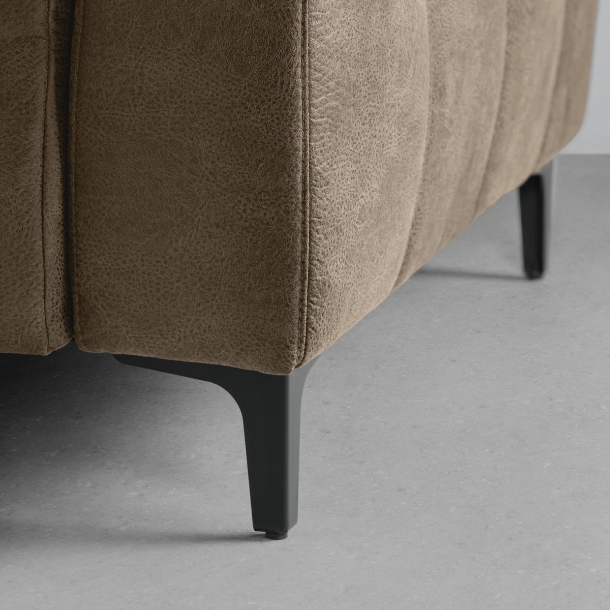 Ecksofa Panama links Taupe - Taupe/Schwarz, KONVENTIONELL, Textil/Metall (216/89-102/304cm) - Premium Living