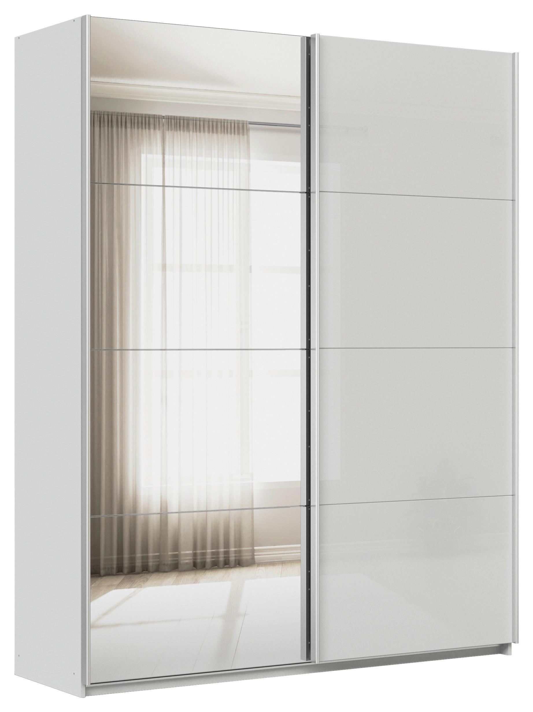 Ormar S Kliznim Vratima Feldkirch - siva visoki sjaj/srebrne boje, Moderno, staklo/drvni materijal (181/229/62cm) - Modern Living