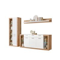 WOHNWAND BRIXEN - Eichefarben/Schwarz, Design, Glas/Holzwerkstoff (298/195/43cm) - MID.YOU