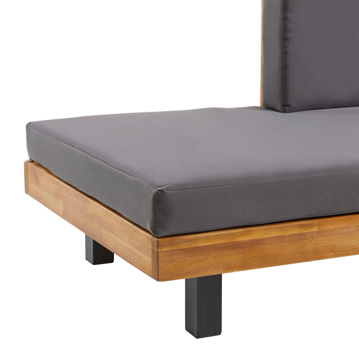 Loungegarnitur Gianny in Grau Outdoorgewebe - Grau/Akaziefarben, Modern, Holz/Textil (232/72/72cm) - Bessagi Garden