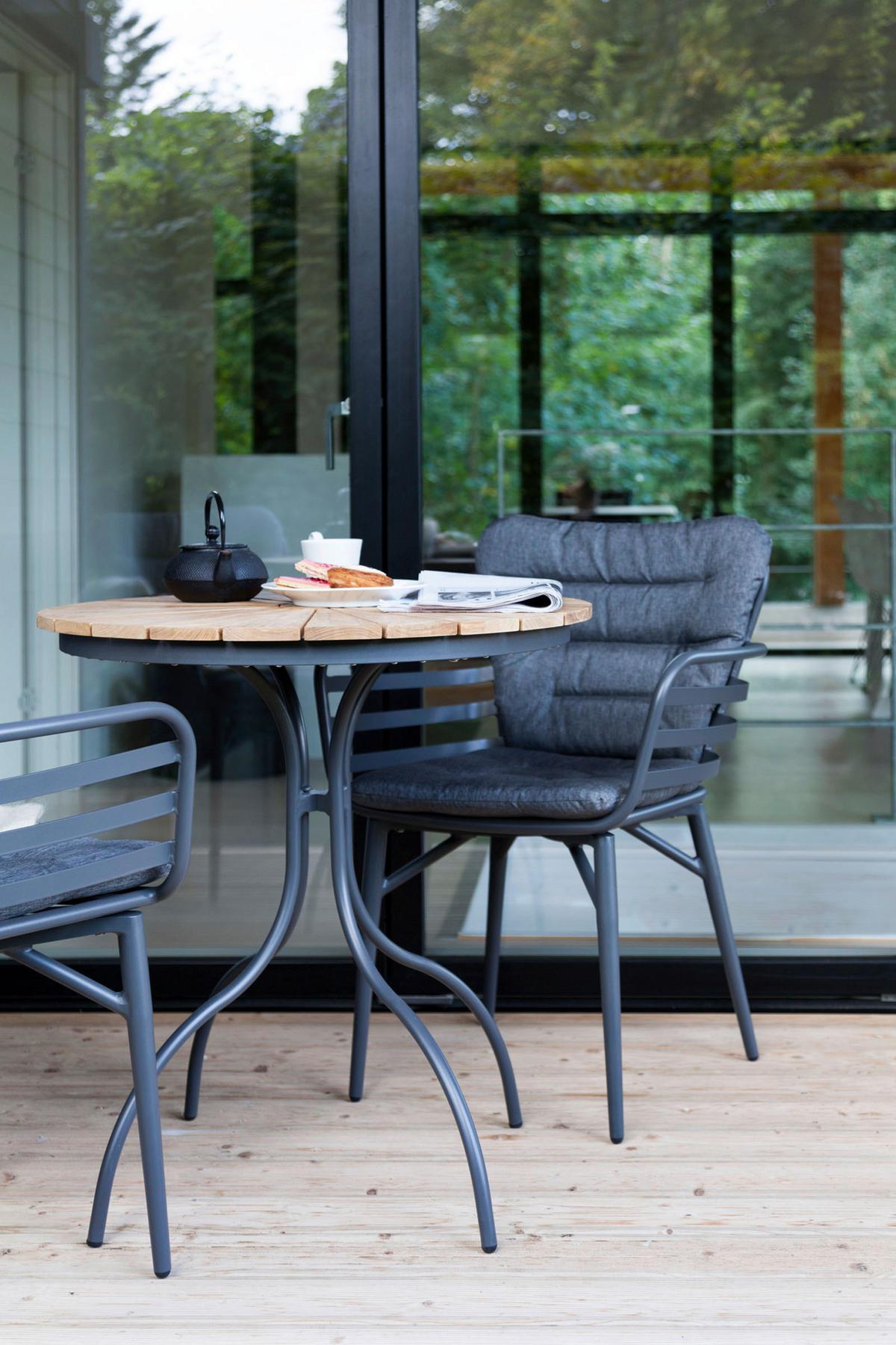 Gartentisch Ellen Teakholz - Anthrazit/Teakfarben, KONVENTIONELL, Holz/Metall (80cm) - Gardenson