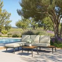 Kerti Garnitúra Sallie - krémszínű/natúr színű, Modern, fa/fém - Bessagi Garden