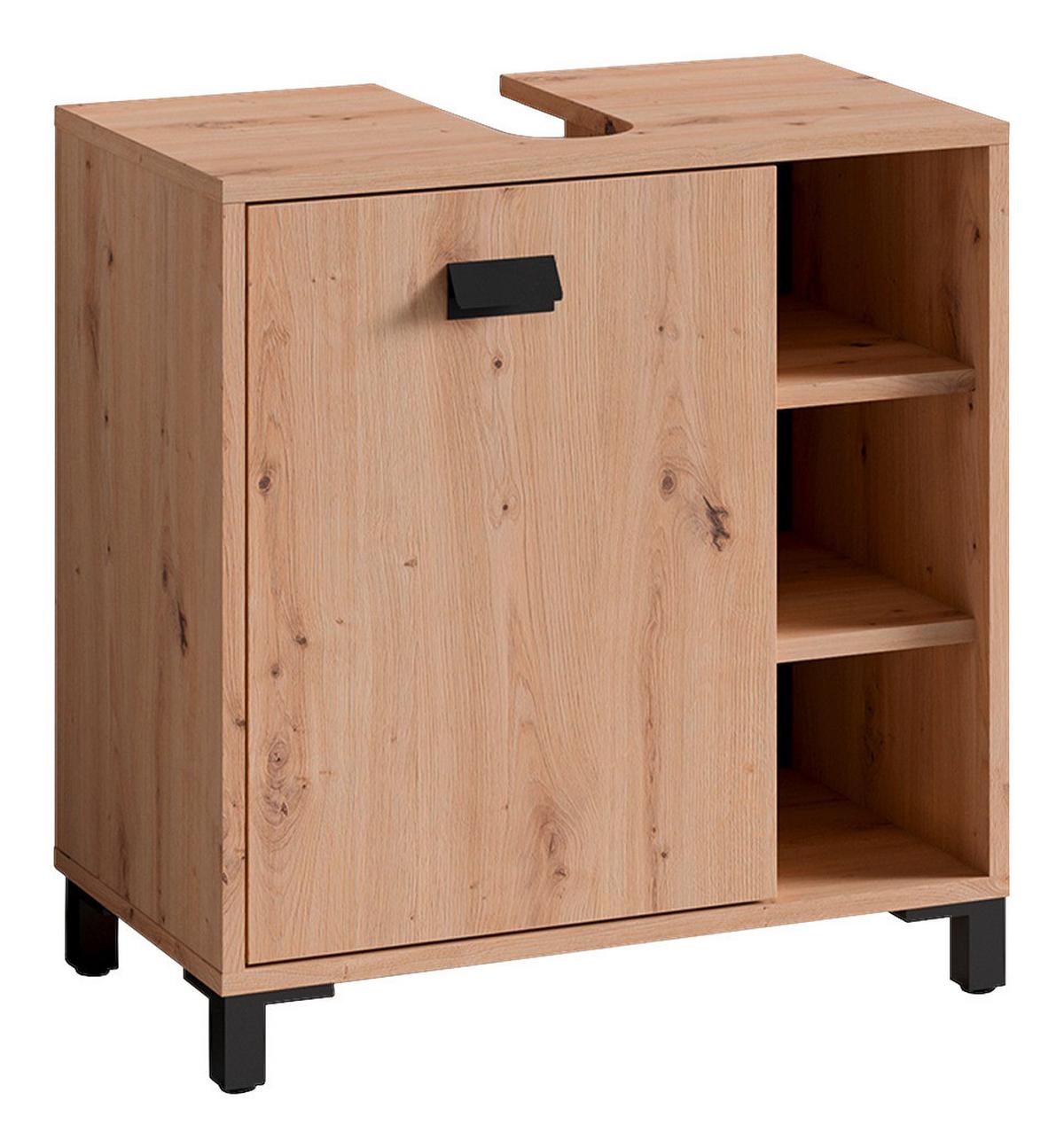 Waschbeckenunterschrank Wellness B: 60 cm Eiche Dekor - Anthrazit/Schwarz, MODERN, Holzwerkstoff/Kunststoff (60/62/34cm) - MID.YOU