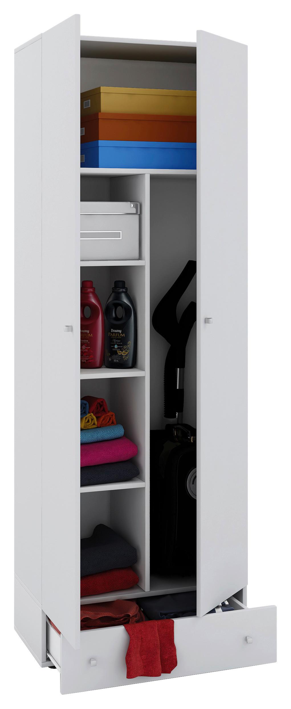 Mehrzweckschrank Vandol II Weiß 6-fach - Silberfarben/Schwarz, MODERN, Holzwerkstoff/Kunststoff (70/198/39cm) - MID.YOU