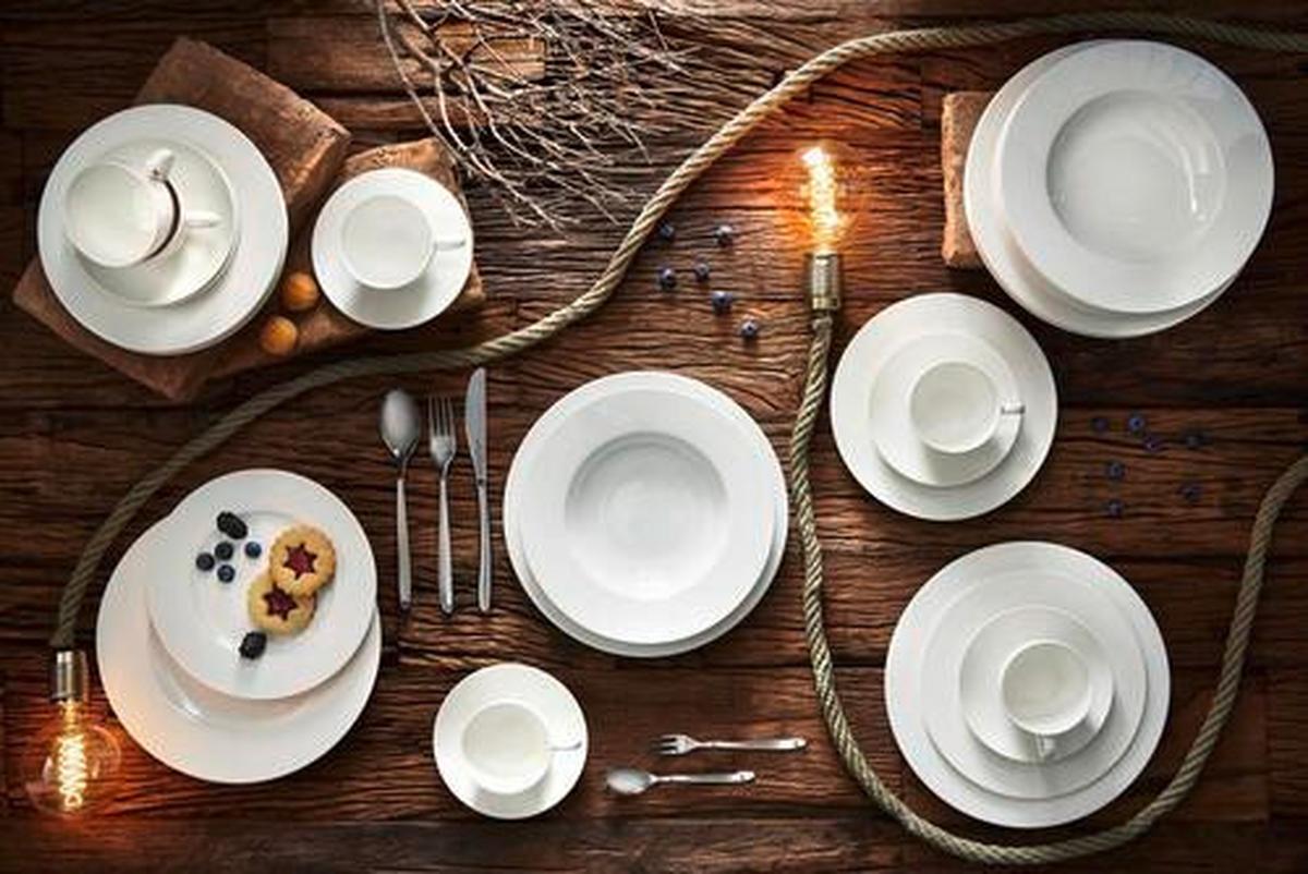 SERWIS OBIADOWO-ŚNIADANIOWY ROVANIEMI VILLEROY & BOCH - biały, Basics, ceramika (39,4/39,4/33,8cm) - Villeroy & Boch