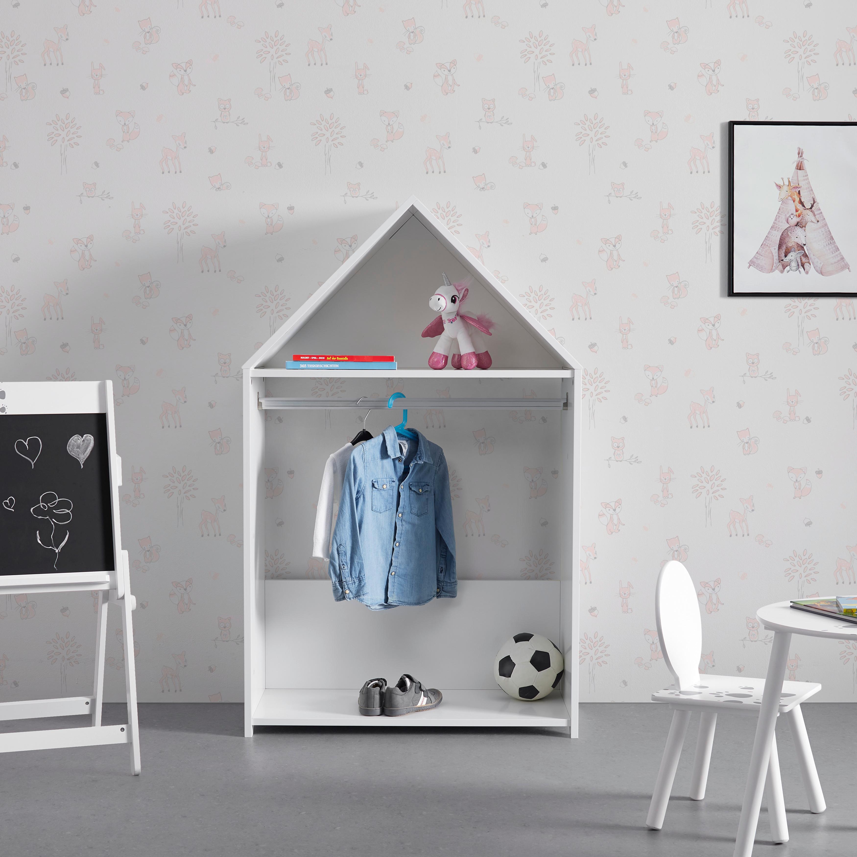 Kinderkleiderschrank weiß, "Lia" - Weiß, MODERN (84/136/36cm) - Bessagi Kids