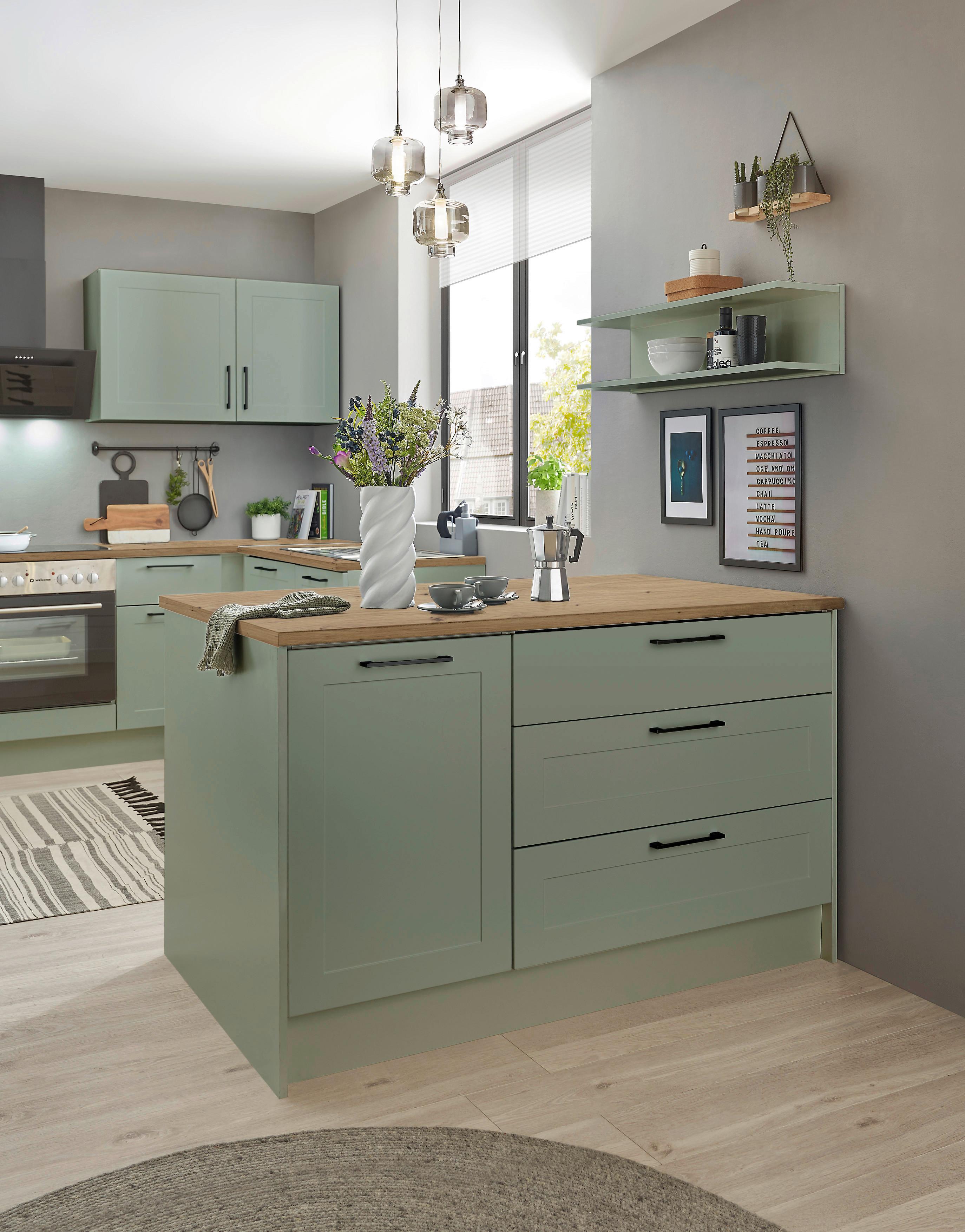 Konyhasziget Marseille I 145 Green2 - fekete/Artisan tölgy, Design, faalapú anyag/fém (145/90/90cm) - MID.YOU