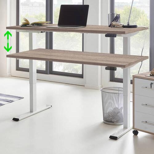 Schreibtisch Office Edition Weiß/Sonoma Eiche - Weiß/Sonoma Eiche, MODERN, Holzwerkstoff/Metall (138/67/69-119cm) - MID.YOU