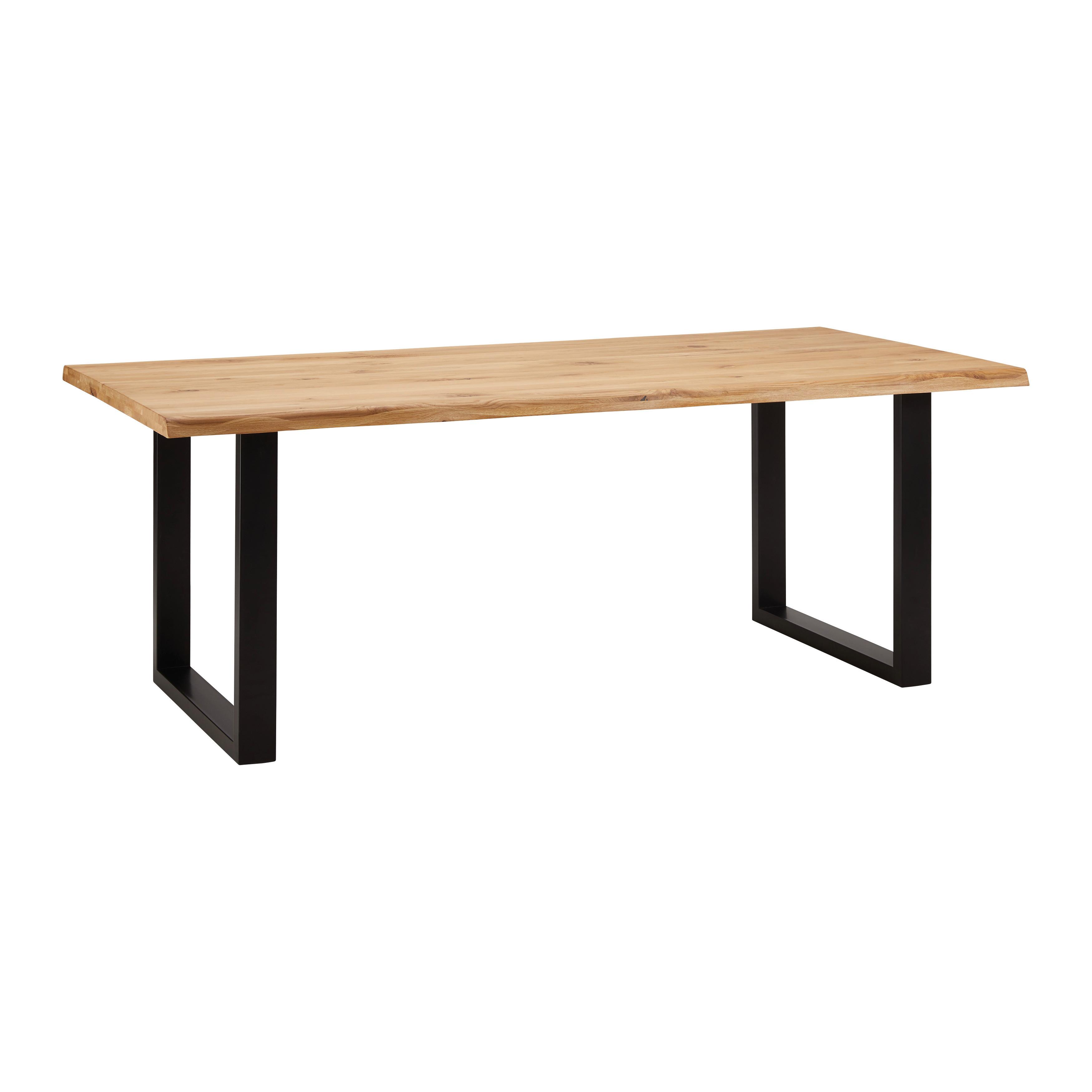 Esstisch Yola massiv ca. 200x75x100 cm - Wildeiche/Schwarz, Modern, Holz/Metall (200/100/75cm) - Bessagi Home