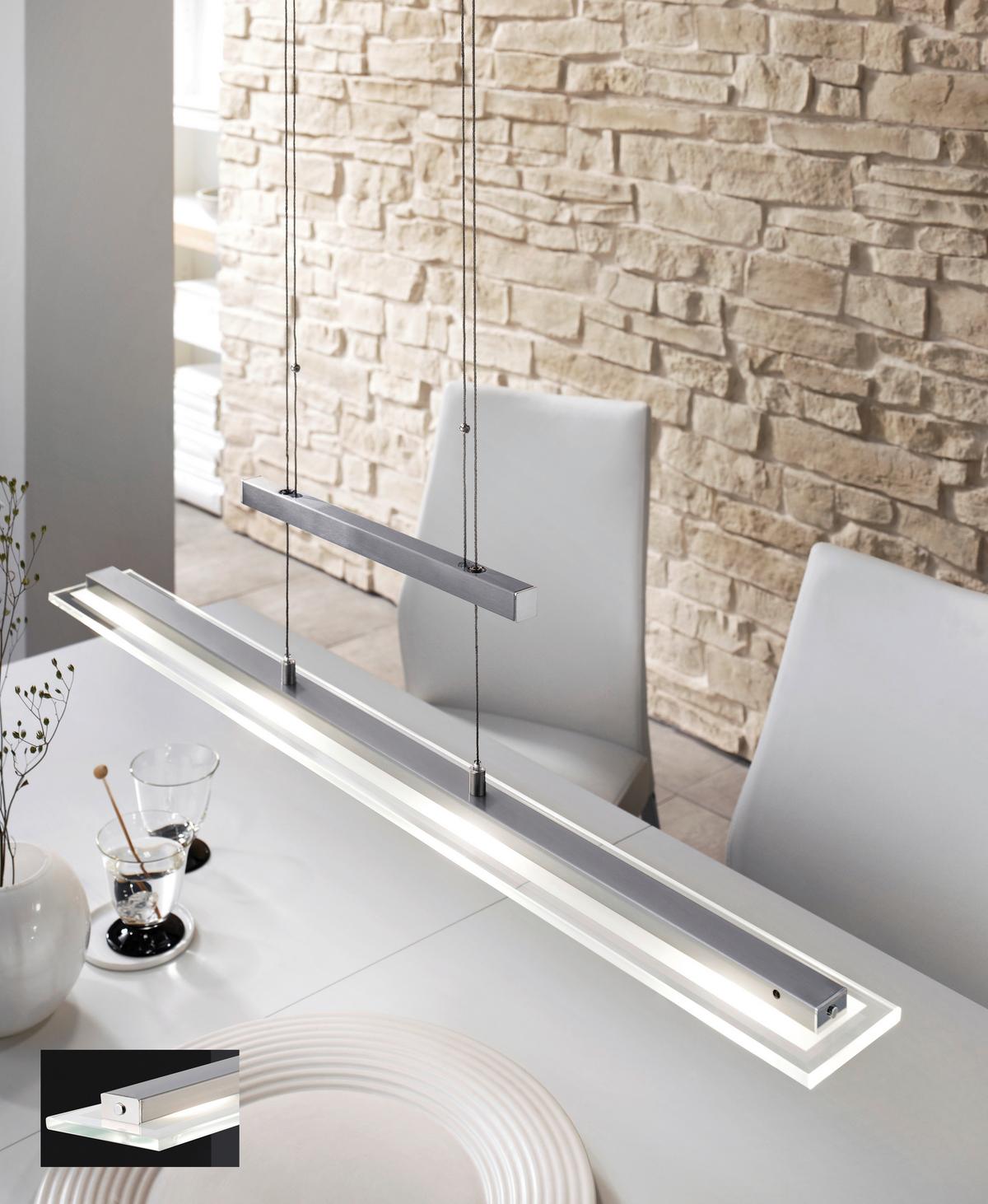 LAMPA WISZĄCA LED 211224 TENSO - kolor niklowy, Design, metal/szkło (88/9/80-150cm) - Fischer & Honsel