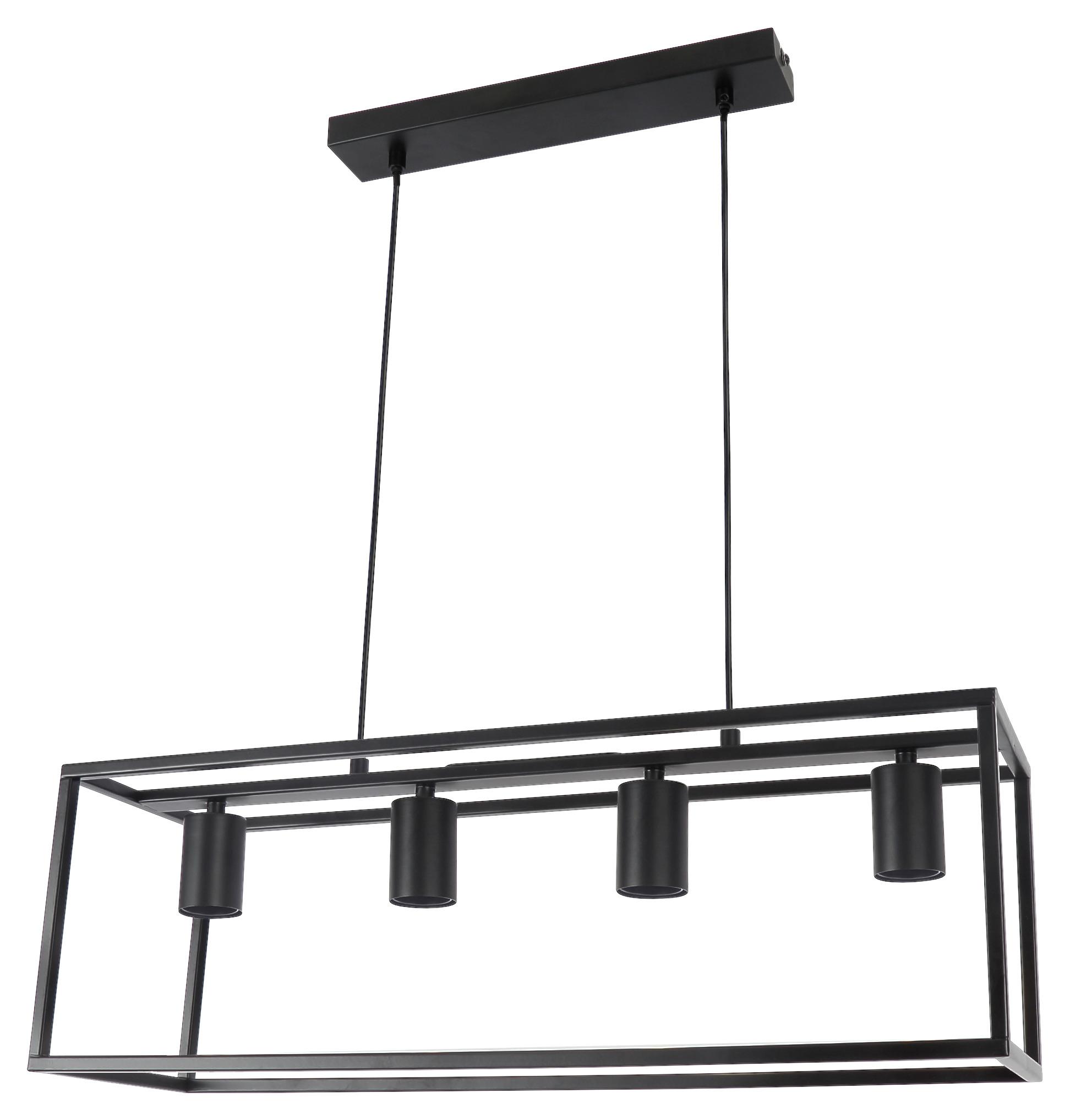 Hängeleuchte Qaudri max. 40 Watt - Schwarz, KONVENTIONELL, Metall (61/18/120cm) - Modern Living
