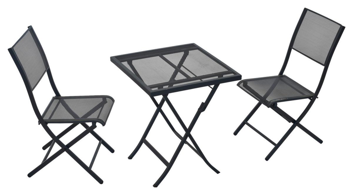 Set Za Balkon Samos, 3-Delno, Jeklo - barve grafita, Moderno, kovina - Gardenson